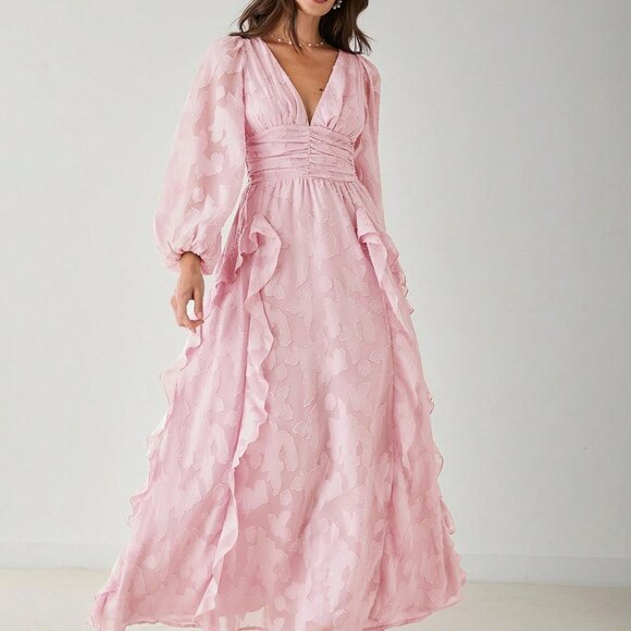 Pink Elegant Women's Romantic Pastel Maxi Dress - Picture 7 of 8